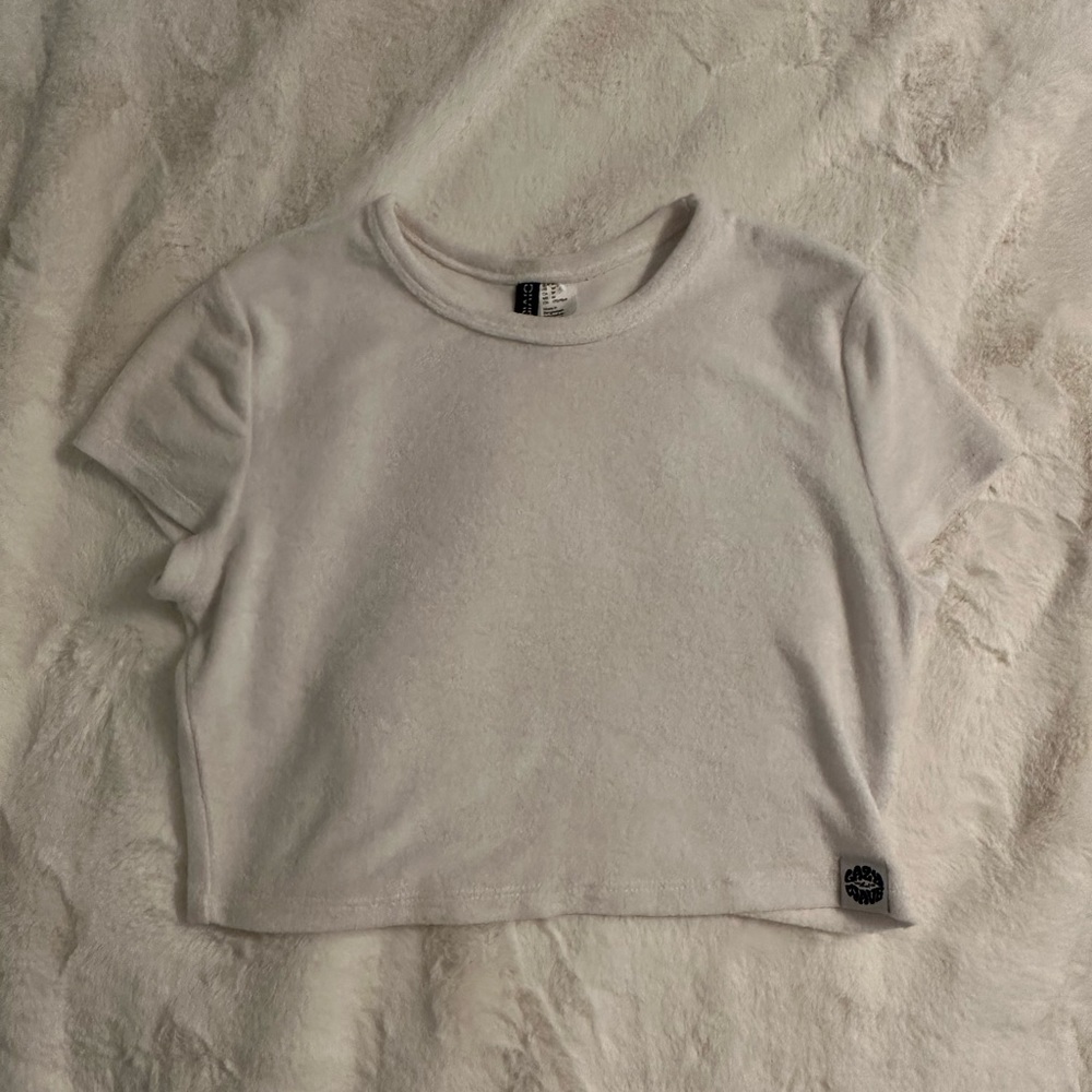 White Terry Cloth Crop Top, free shipping!